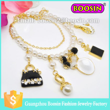 Fashion Women Custom Infinity Shamballa Metal Gold Bead Charm Bracelet